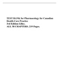 TEST BANK for Pharmacology for Canadian Health Care Practice 3rd Edition Lilley. ALL 58 CHAPTERS. 219 Pages.