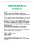 QABA ACTUAL EXAM PRACTICE QUESTIONS WITH 100% CORRECT ANSWERS (TAKEN FROM RELIAS TRAININGS).DOWNLOAD FOR TOTAL SATISFACTION.