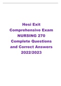 Hesi Exit Comprehensive Exam NURSING 270 Complete Questions and Correct Answers 2022/2023