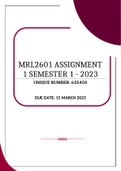 MRL2601 ASSIGNMENT 1 SEMESTER 1 - 2023 (635450)