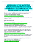 ARDS NCLEX STYLE QUESTIONS ACTUAL NEW UPDATE QUESTIONS AND ANSWERS WITH RATIONALE 100% GRADE BOOSTING MATERIAL 