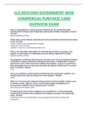 CLG 0010 DOD GOVERNMENT WIDE COMMERCIAL PURCHASE CARD OVERVIEW EXAM 100% SCORED SPRING SERIES.