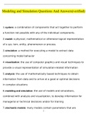 MODELING AND SIMULATION QUESTIONS WITH CORRECT ANSWERS
