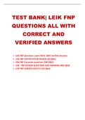 TEST BANK| LEIK FNP QUESTIONS ALL WITH CORRECT AND VERIFIED ANSWERS