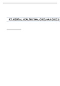 ATI MENTAL HEALTH FINAL QUIZ (AKA QUIZ 3)| VERIFIED SOLUTION 