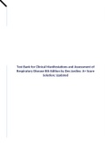 Test Bank for Clinical Manifestations and Assessment of Respiratory Disease 8th Edition by Des Jardins: A+ Score Solution; Updated