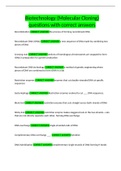 Biotechnology (Molecular Cloning) questions with correct answers