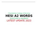 Chamberlain College of Nursing HESI A2 WORDS QUESTIONS & ANSWERS LATEST UPDATE 2023