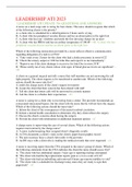 LEADERSHIP ATI 2023   LEADERSHIP ATI UPDATE 70+ QUESTIONS AND ANSWERS