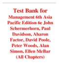 Management 6th Asia Pacific Edition By John Schermerhorn, Paul Davidson, Aharon Factor, David Poole, Peter Woods, Alan Simon, Ellen McBar (Test Bank)