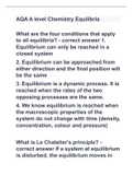 AQA A level Chemistry Equilibria with correct answers