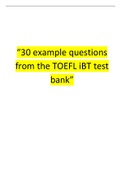 30 example questions from the TOEFL iBT test bank