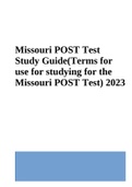 Missouri POST Test Study Guide(Terms for use for studying for the Missouri POST Test) 2023