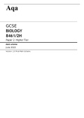 Aqa GCSE Biology 8461/2H Paper 2 Higher Tier Mark scheme June2022 100% C0rrect.