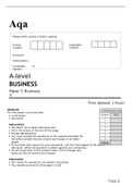 Aqa Business A-level  7132/3 Paper 3 Business 3 Question Paper  June2022 Verified.