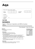 Aqa GCSE Business 8132/1 Paper 1 Influences of operations and HRM on business activity Question Paper June2022 Approved.