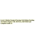 Lewis’s Medical Surgical Nursing 11th Edition Harding Test Bank Chapter 1-68. All FULL, REVISED and Complete Guide A+.