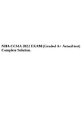 NHA CCMA 2022 EXAM (Graded A+ Actual test) Complete Solution.