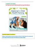 Test Bank for Maternal and Child Health Nursing 9th Edition by Silbert Flagg