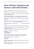 Chem 120 Exam 1 Questions and Answers- Latest 2023/2024 Solutions- Chamberlain College of Nursing 