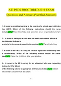 ATI PEDS PROCTORED 2019 EXAM Questions and Answers (Verified Answers)