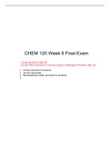 CHEM 120 Final Exam-Q & A (Version 1), Best document for preparation, Verified And Correct Answers Course Number:	CHEM120 Course Title:	Introduction to General, Organic & Biological Chemistry with Lab Chamberlain College of Nursing