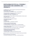 BIOPHARMACEUTICS ALL POSSIBLE QUESTIONS AND ANSWERS 2023 GRADED A