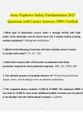 Army Explosive Safety Familiarization 2023 Questions with Correct Answers |100% Verified