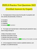 PHTLS Practice Test   questions verified with 100% correct answers