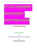 ATI RN LEADERSHIP MANAGEMENT PROCTORED EXAM LATEST UPDATE 2021