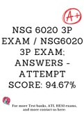 NSG 6020 3p exam / NSG6020 3P Exam; Answers - Attempt Score: 94.67%