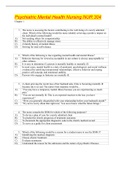 Psychiatric Mental Health Nursing NUR 304  QUESTIONS AND ANSWERS