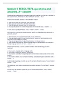 Module 9 TESOL/TEFL questions and answers. A+ content