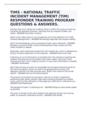 TIMS - NATIONAL TRAFFIC INCIDENT MANAGEMENT (TIM) RESPONDER TRAINING PROGRAM QUESTIONS & ANSWERS.