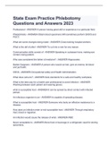 State Exam Practice Phlebotomy Questions and Answers 2023