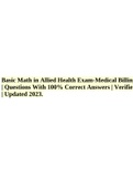 Basic Math in Allied Health Exam-Medical Billing | Questions With 100% Correct Answers | Verified | Updated 2023.