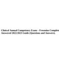 Clinical Annual Competency Exam – Fresenius Complete Answered 2022/2023 Guide (Questions and Answers).