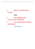 HESI A2 ENTRANCE  EXAM  FOR 2023  CHAMBERLAIN  COLLGE OF NURSING   2023 QUESTIONS WITH  ANSWERS  CHEMISTRY LATEST UPDATE