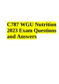 WGU C787 Nutrition 2023 Exam Questions and Answers