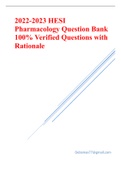 2022-2023 HESI Pharmacology Question Bank 100% Verified Questions with Rationale