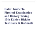 Bates’ Guide To Physical Examination and History Taking 13th Edition Bickley Test Bank & Rationals