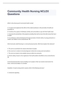 Community Health Nursing NCLEX Questions & ANSWERS (100% CORRECT)