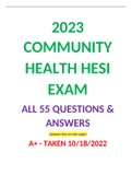 2023 Community Health RN V2 (Version 2) Exit Hesi Guaranteed A+ TB Guide (All 55 Q&A)