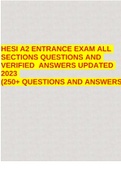 HESI A2 ENTRANCE EXAM ALL SECTIONS QUESTIONS AND VERIFIED ANSWERS UPDATED 2023 (250+ QUESTIONS AND ANSWERS)