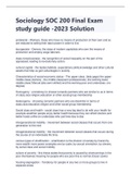Sociology SOC 200 Final Exam study guide -2023 Solution
