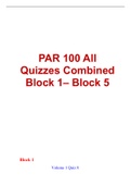 PAR 100 All Quizzes Combined (Block 1– Block 5)