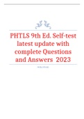 PHTLS 9th Ed. Self-test latest update with complete Questions and Answers  2023