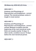 OB-Maternity HESI-NCLEX Hints with 100% correct answers