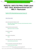 NUR2755 / NUR 2755 FINAL EXAM (Latest 2022 / 2023): Multidimensional Care IV / MDC 4 - Rasmussen
