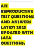 ATI REPRODUCTIVE TEST QUESTIONS AND ANSWERS LATEST 2023 UPDATED WITH SATA QUESTIONS.